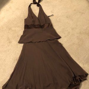 Donna Ricco Chocolate Brown 2-piece silk dress